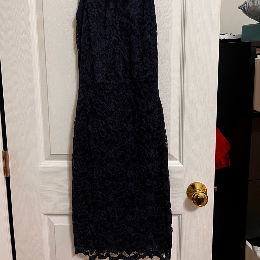 Lipsy navy blue lace midi dress